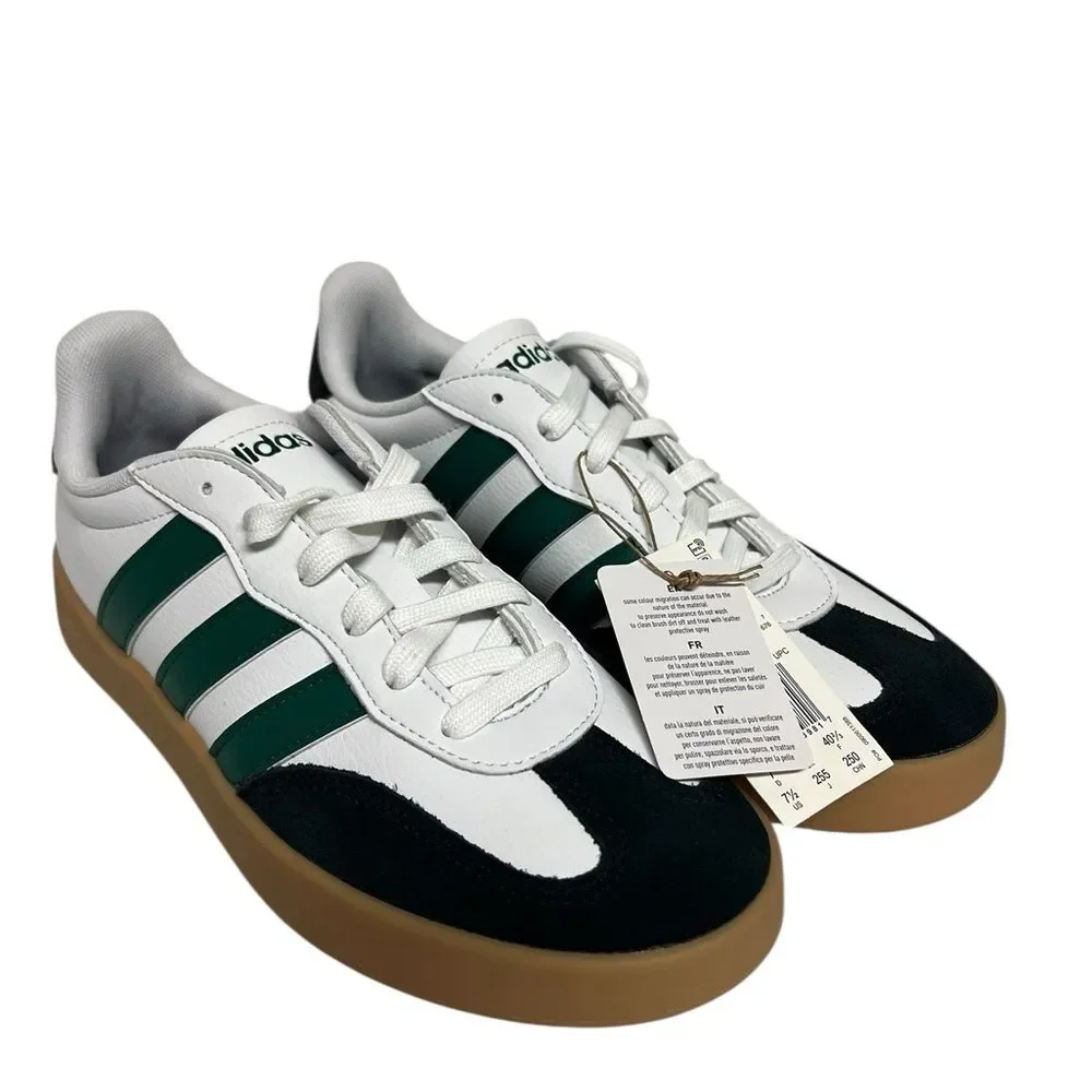 New Adidas Barreda White Leather Green Stripes Gum Sole Men 7.5 / Women’s 8.5